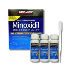 SIGNATURE - Pack x3 Minoxidil Kirkland 5% Crecimiento Barba y Cabello