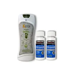 SIGNATURE - Duo minoxidil kirkland 5% + shampoo anticaida libre de sal- crecimiento rapido