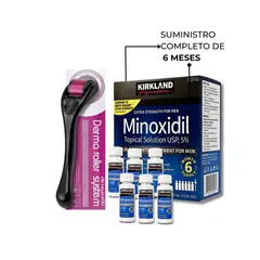 SIGNATURE - Caja completa minoxidil kirkland + dermaroller para barba, cabelllo o cejas