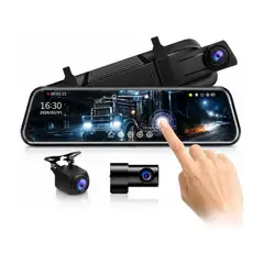 TECNOHOGAR JS - Espejo Retrovisor 3 Camaras Interior Exterior Tactil 1080p
