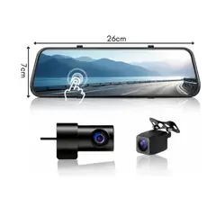 TECNOHOGAR JS - Espejo Retrovisor 3 Camaras Interior Exterior Tactil 1080p