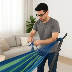 GENERICO - Hamaca Portátil Con Soporte Metálico Desarmable