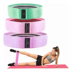AMERICAN GENERICS - Bandas Elásticas de Tela x3 Resistencias para Fitness, Glúteos y Piernas