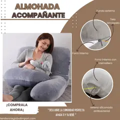 DORMIALMOHADA - ALMOHADA MATERNA PARA EMBARAZADAS CON RELLENO HIPOALERGENICO COLOR GRIS