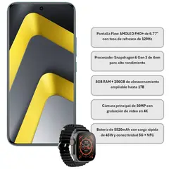 GENERICO - CELULAR XIAOMI POCO M8 5G 8GB RAM 256GB NEGRO + OBSEQUIO RELOJ NEGRO T800