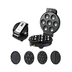 AMERICAN GENERICS - Waflera 5 en 1 Multifuncional con Placas Intercambiables