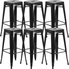 GENERICO - Set X6 Taburetes Tolix Industrial Alto 76 cm En Acero Reforzado, Resistente y Elegante Para Bar