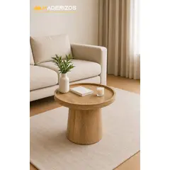 GENERICO - Mesa Auxiliar En Madera Maciza Flor Morado Natural - Ref.Oslo