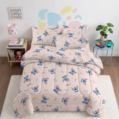GENERICO - Edredón Infantil Doble Stitch Tacto Algodón Acolchado Caída Larga + 2 Fundas