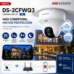 HIKVISION - Cámara Domo WiFi PT 2K con Detección de Humanos y Vehículos, Audio y WiFi 6