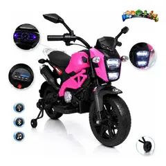 GENERICO - Moto Carro Electrica Niño Niña Luces Sonidos Llanta Goma Fucsia