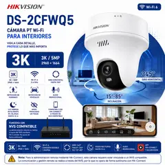HIKVISION - Cámara WiFi PT 3K/5MP para Interior con IA, Audio Bidireccional, WiFi 6 y Giro 345° para NVS