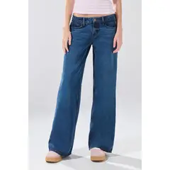 KOAJ - Jean open leg tiro bajo azul oscuro con bota ancha Mujer