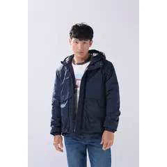 KOAJ - Chaqueta azul intensa acolchada con cremallera y capota Hombre