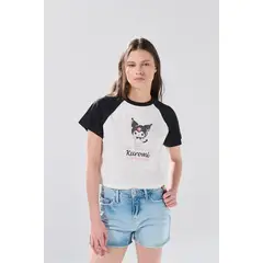 KOAJ - Camiseta manga ranglan corta crema con diseño de Kuromi Mujer