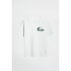 KOAJ - Camiseta crema clara en algodón de Snoopy con manga cor Hombre