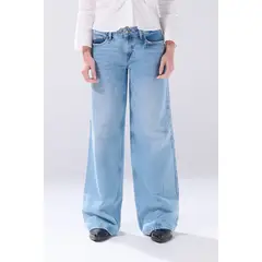 KOAJ - Jean open leg azul claro con tiro bajo y bota ancha Mujer