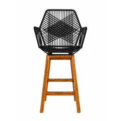 G HOME - Silla de Bar Tejida Rosada Madera