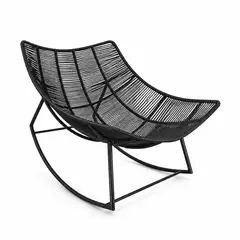 G HOME - Silla Mecedora Grande Tejida Mimbre