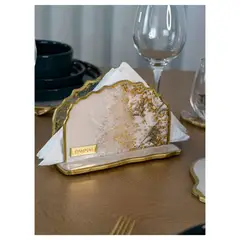 DAMMAR - Servilletero en resina Spring nacar dorado