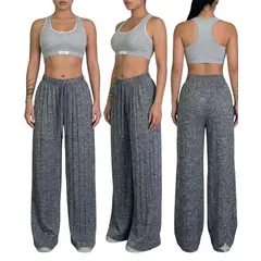 GENERAL - Pantalón Palazzo Jaspe Plisado Máximo Confort y Estilo