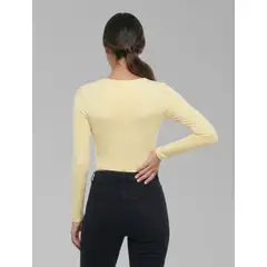 MOLGOA - Body para Mujer Escote Redondo Manga Larga - Tahiti