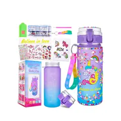 GENERAL - Botella de Agua Unicornio para Decorar con Diamantes – Kit de 12 Piezas.