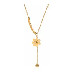 GENERAL - Collar Mujer Flor Colgante Dorado Elegante Acero Inoxidable
