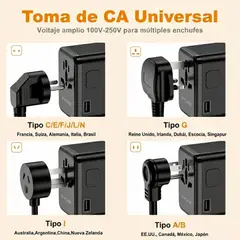 INNOVA - Adaptador Enchufe Universal De Viaje Gan 70w Tablet Cel Pc