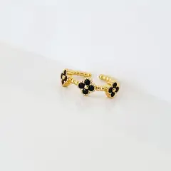 RAVEL - ANILLO AJUSTABLE TREBOLES NEGROS DIVINA