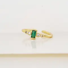 RAVEL - ANILLO AJUSTABLE SORTIJA SOLITARIO VERDE BRILLANTE