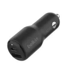 BELKIN - Cargador de Carro CCB005btBK USB-C USB-A 42W con Carga Rápida para iPhone y Android