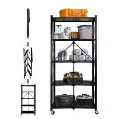 AMERICAN GENERICS - Organizador Metálico Plegable 5 Niveles Multiusos Con Ruedas