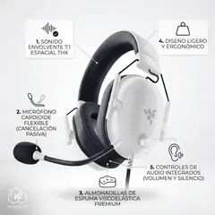 RAZER - Audifonos BlackShark V2 X White Gaming Sonido 7.1