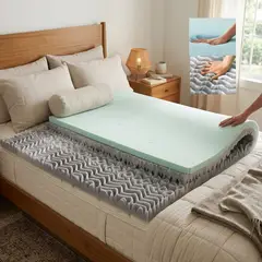 TECHCONFORT - Colchoneta Topper DUAL Memory Gel 7 ZONAS Grafito Doble 140x190x8 cm