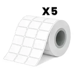 GENERICO - 5 ROLLOS DE ETIQUETAS ADHESIVAS 32x25mm 5000 ETIQUETAS TRANSFERENCIA DIRECTA