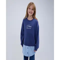 OSTU - Buzo Para Niña Cuello Redondo En Color Azul #90060104