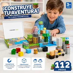 GENERICO - Bloques Cubos Magnéticos 112 Piezas Construcción Figuras