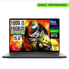 Portatil ROG Zephyrus G16 Core Ultra 9 285H RTX 5070 8GB SSD 1TB RAM 16GB OLED 16"