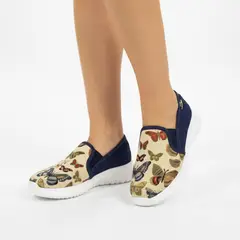 XIAN SHOES - Tenis ultraliviano mariposa azul E16