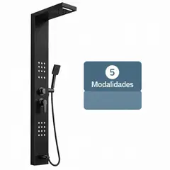 HOMESALE - Torre Ducha Escocesa Hidromasaje Londres Monocontrol Acero Inoxidable Panel Columna De Baño 2 Jets Regulables Negro