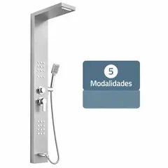 HOMESALE - Torre Ducha Escocesa Hidromasaje Londres Monocontrol Acero Inoxidable Panel Columna De Baño 2 Jets Regulables Negro