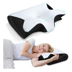 TECNOHOGAR JS - Almohada Cervical Viscoelástica Ortopédica Contorneada