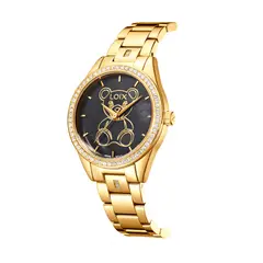 LOIX - Reloj Mujer Original Acero Dorado Negra Analógico Lujo Elegante Exclusivo Resistente L1298-4