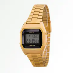LOIX - Reloj Mujer Original Acero Inoxidable Dorado Digital Pulsera Pantalla Calendario Sport L1304-1