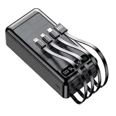 GENERICO - Cargador Solar Portátil 20000mah con 4 Cables Integrados Pantalla Led y Linterna Doble