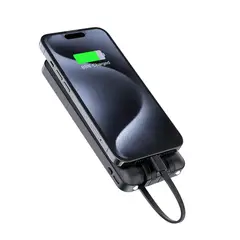 1HORA - Power Bank Batería Portátil 10000mAh Carga Rápida Con Cables Integrados