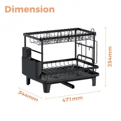 RTA DESIGN - Escurridor De Platos Flow, Negro, Metalico de 2 niveles