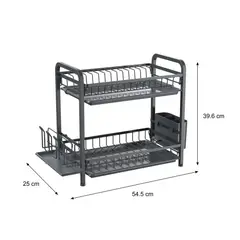 RTA DESIGN - Escurridor De Platos Clarity, Negro, Metalico de 2 niveles