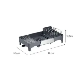 RTA DESIGN - Escurridor De Platos Aquira, Gris Oscuro, Expandible con escurridor